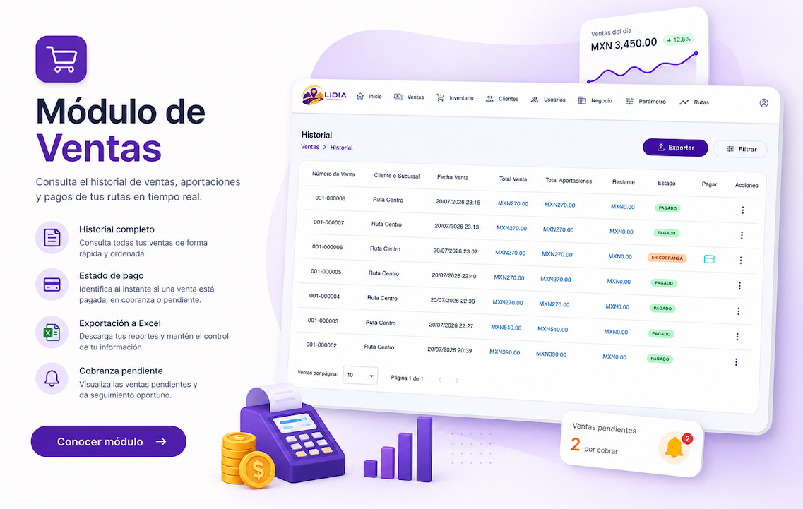 Vista previa de la pantalla Ventas